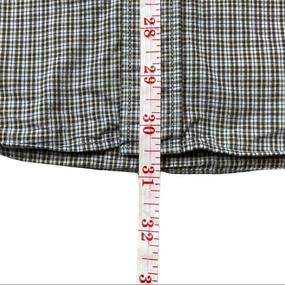 J. Crew Shirt Mens Large Size L Brown‎ Blue Plaid Long Sleeve Button Down